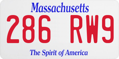 MA license plate 286RW9