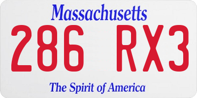 MA license plate 286RX3