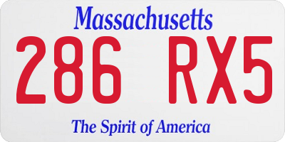 MA license plate 286RX5