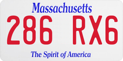 MA license plate 286RX6