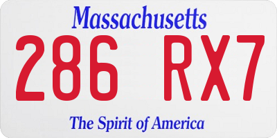 MA license plate 286RX7