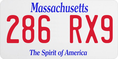 MA license plate 286RX9
