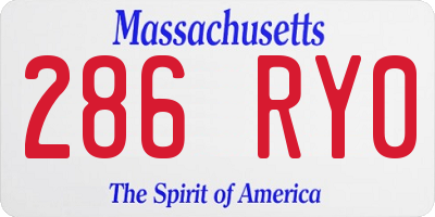 MA license plate 286RY0