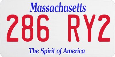 MA license plate 286RY2