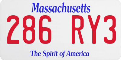 MA license plate 286RY3