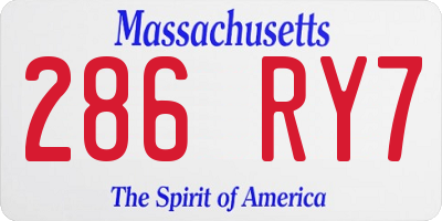 MA license plate 286RY7