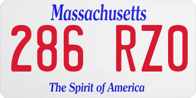 MA license plate 286RZ0