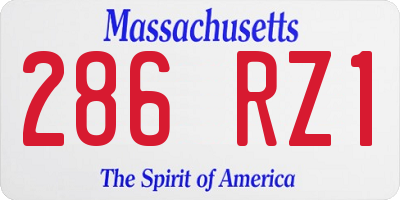 MA license plate 286RZ1