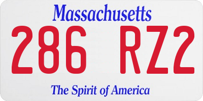 MA license plate 286RZ2