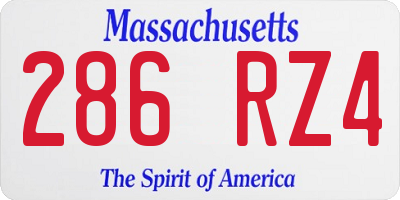 MA license plate 286RZ4