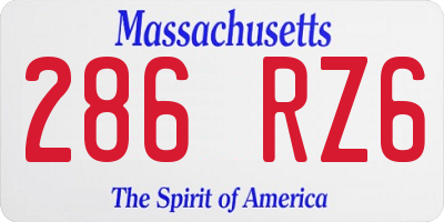 MA license plate 286RZ6