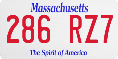 MA license plate 286RZ7