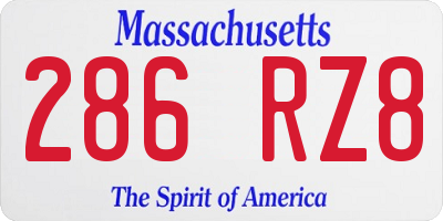 MA license plate 286RZ8