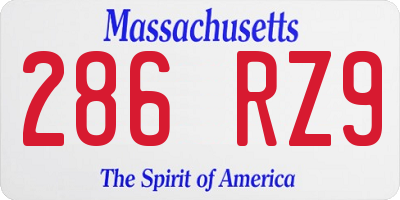 MA license plate 286RZ9