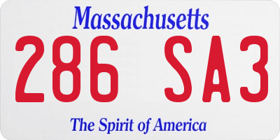 MA license plate 286SA3
