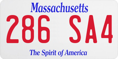 MA license plate 286SA4