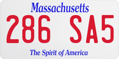 MA license plate 286SA5