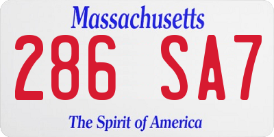 MA license plate 286SA7