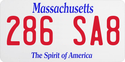 MA license plate 286SA8