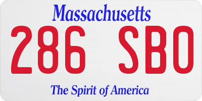 MA license plate 286SB0