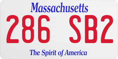 MA license plate 286SB2