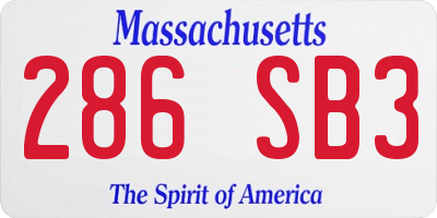 MA license plate 286SB3