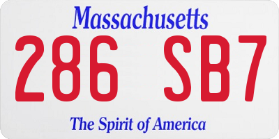 MA license plate 286SB7