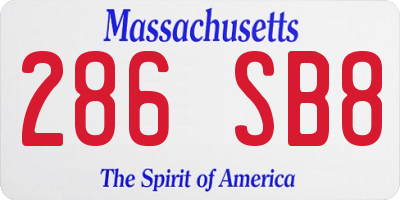 MA license plate 286SB8