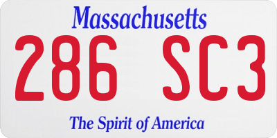 MA license plate 286SC3