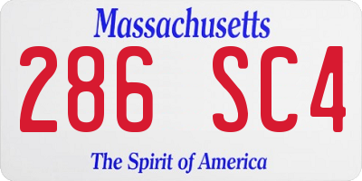 MA license plate 286SC4