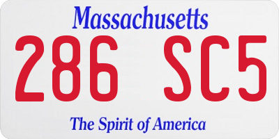 MA license plate 286SC5