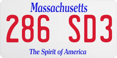 MA license plate 286SD3