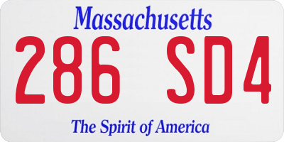 MA license plate 286SD4