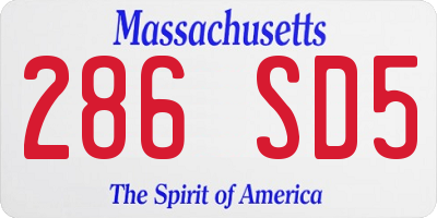 MA license plate 286SD5
