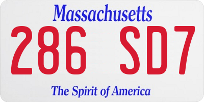 MA license plate 286SD7