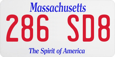 MA license plate 286SD8