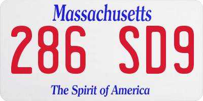MA license plate 286SD9