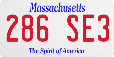 MA license plate 286SE3