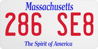MA license plate 286SE8