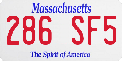 MA license plate 286SF5