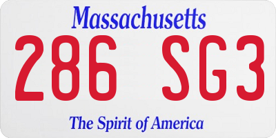 MA license plate 286SG3