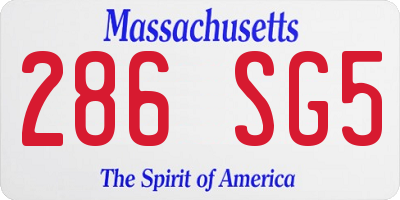 MA license plate 286SG5