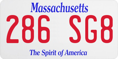 MA license plate 286SG8