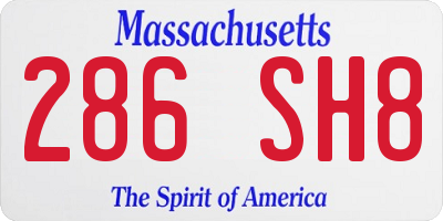 MA license plate 286SH8