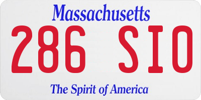 MA license plate 286SI0