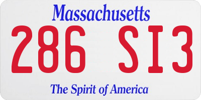 MA license plate 286SI3