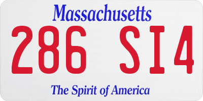 MA license plate 286SI4