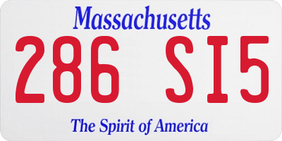 MA license plate 286SI5