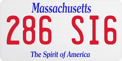 MA license plate 286SI6