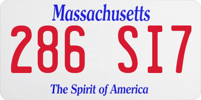 MA license plate 286SI7